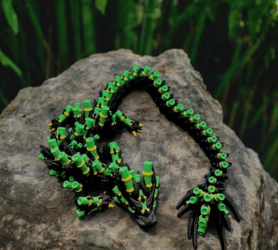 Bamboo Dragon Multicolor Articulated Design – 3D-printed articulated flexi dragon fidget toy by 3DHotshop