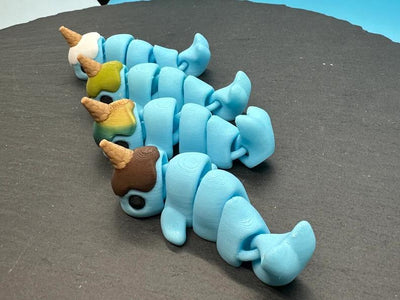 Articulated Ice Cream Narwhals – 3D-printed articulated flexi fidget toy by 3DHotshop