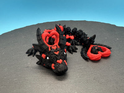 Baby Dark Heart Dragon – 3D-printed articulated flexi dragon fidget toy by 3DHotshop