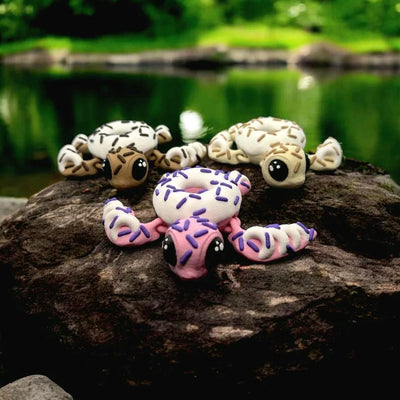 Articulated Donut Turtle – 3D-printed articulated flexi fidget toy by 3DHotshop