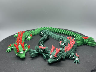 Articulated Christmas Dragon – 3D-printed articulated flexi dragon fidget toy by 3DHotshop