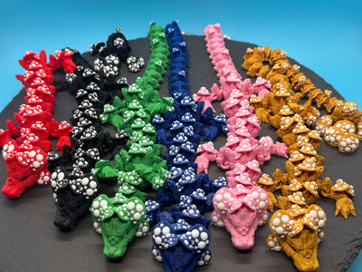 Articulated Mushroom Dragon – 3D-printed articulated flexi dragon fidget toy by 3DHotshop
