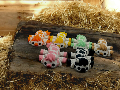 Articulated Flavor Cows – 3D-printed articulated flexi fidget toy by 3DHotshop