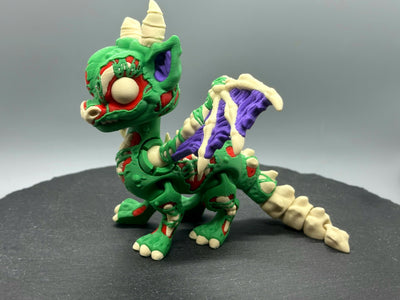 Zombie Dragon – 3D-printed articulated flexi dragon fidget toy by 3DHotshop