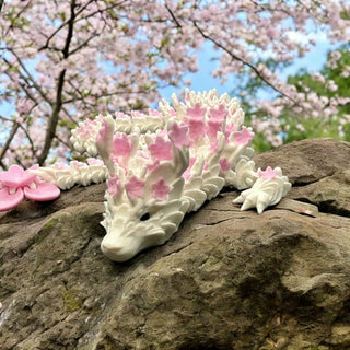 Long Articulated Cherry Blossom Flower Dragon – 3D-printed articulated flexi dragon fidget toy by 3DHotshop