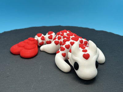 Articulated Super Valentines Dragon – 3D-printed articulated flexi dragon fidget toy by 3DHotshop