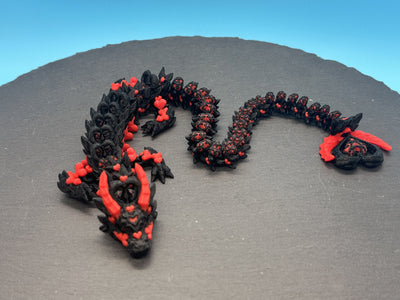 Long Dark Heart Dragon – 3D-printed articulated flexi dragon fidget toy by 3DHotshop