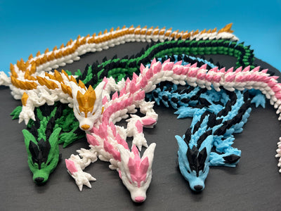 Custom Crystal Dragon - Variation 1 – 3D-printed articulated flexi dragon fidget toy by 3DHotshop